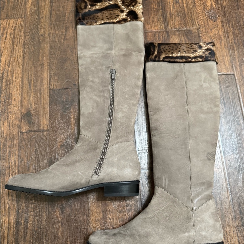 Stuart Weitzman Taupe Over the Knee Boots - Picture 2 of 10